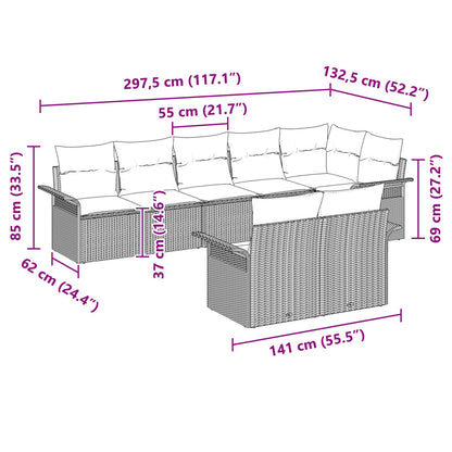 8-Delige Tuinbank Set Met Kussens Poly Rattan Beige en crème zonder tafel