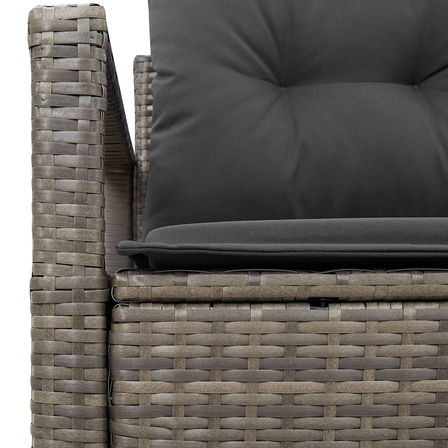 2-Persoons Tuinbank & Kussens Poly Rattan Grijs met opslag