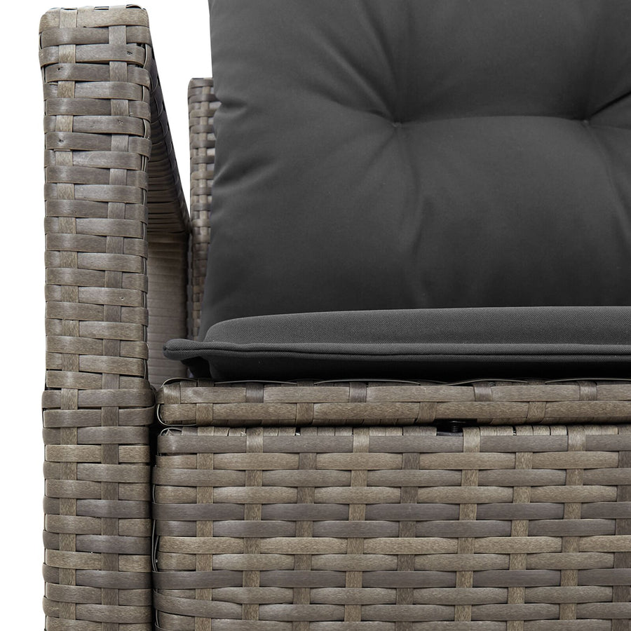 2-Persoons Tuinbank & Kussens Poly Rattan Grijs met opslag