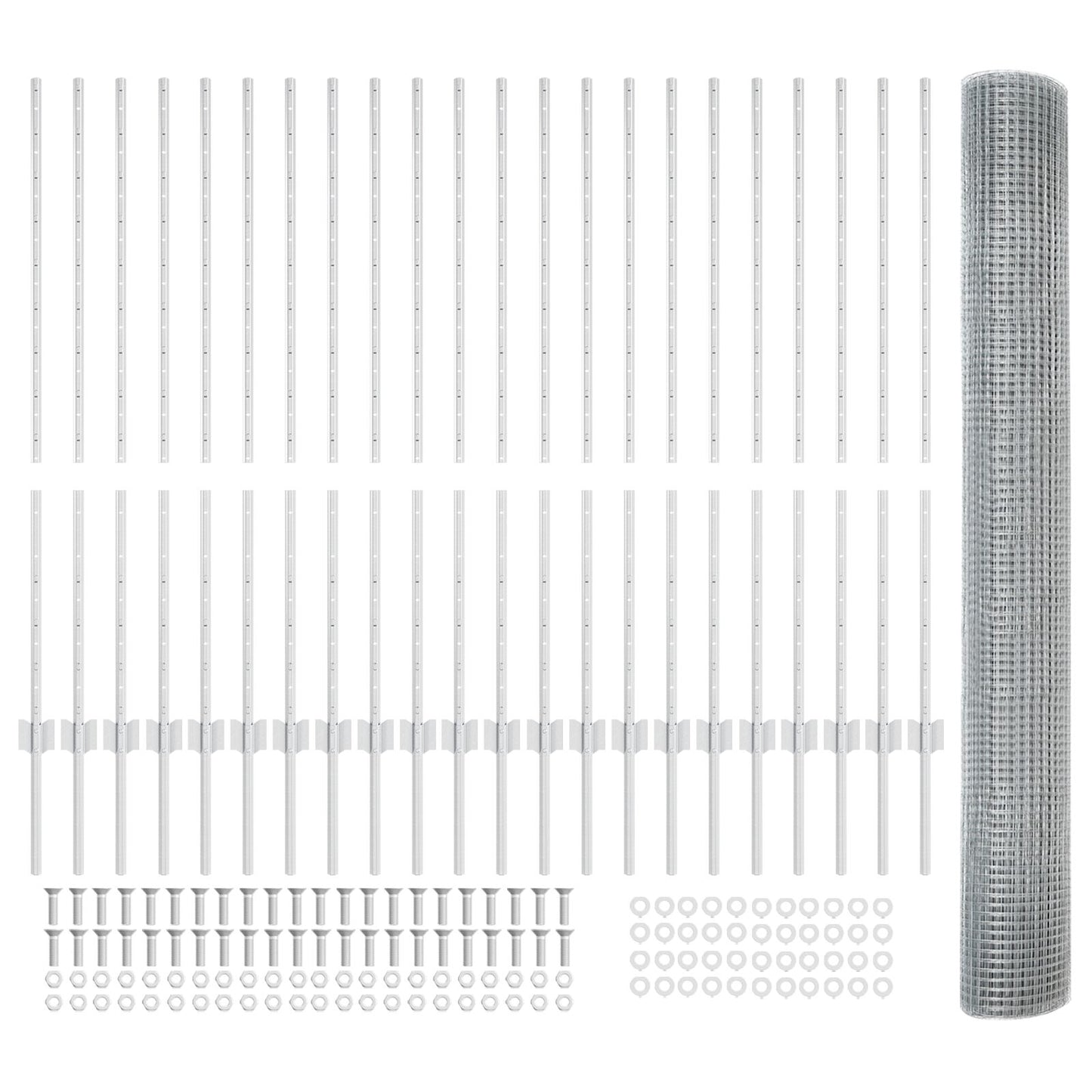 Gegoten Draad Hek met 44 U-Paaltjes Zilver 1.2x50 m Staal