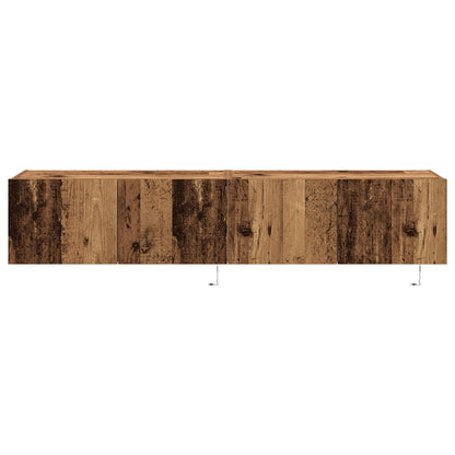Tv Wandkasten Met Led Verlichting 2 Stuks Oude Hout 80X35X31 Cm