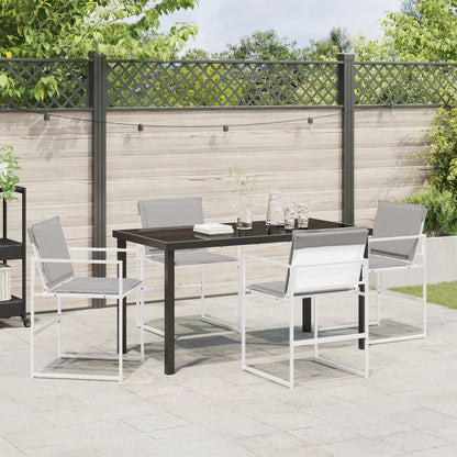 5-Delige Tuin Eetset Met Kussens Wit Textileen En Staal