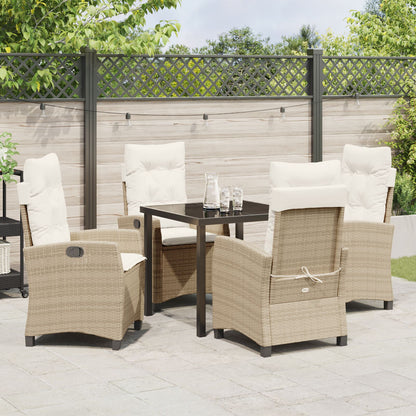 5-Delig Tuin Eetset Met Kussens Beige Poly Rattan