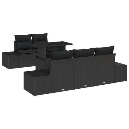 Tuin Sofa Set Set Van 6 Zwart Polyethyleen Rattan Tuin Sofa Set