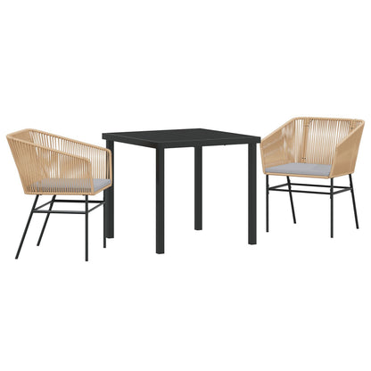 Set Van 2 Bruin Poly Rattan, Gepoedercoat Staal Middel