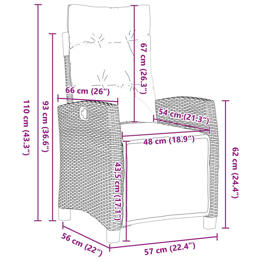5-Delige Tuin Eetset Zwart Poly Rattan