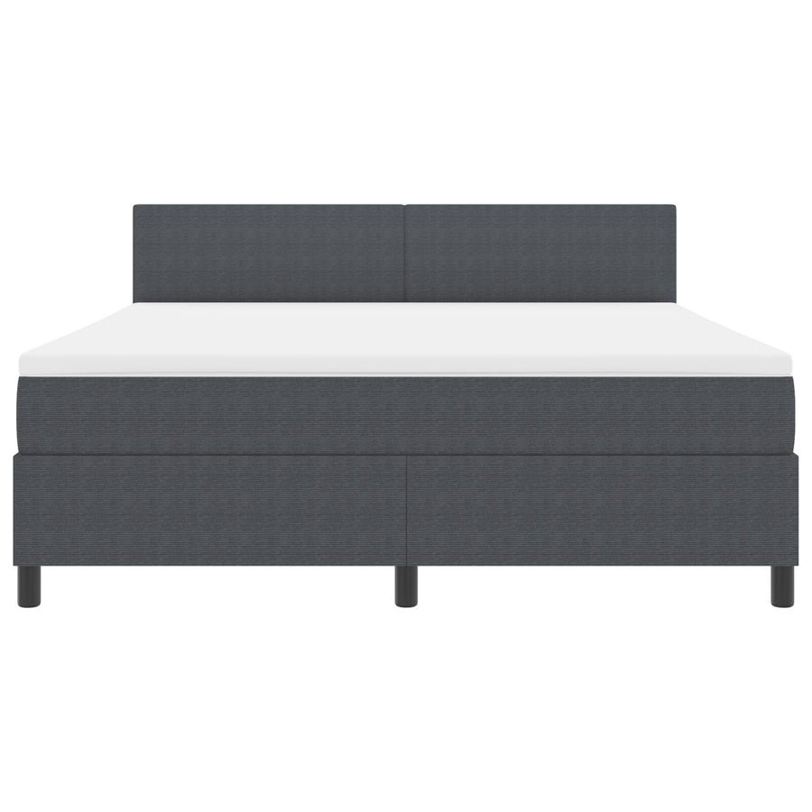 Boxspring Bed Met Matras Donkergrijs Super King Corduroy Stof