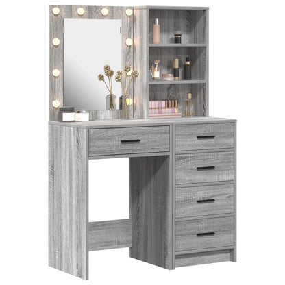 2-Delige Kaptafelset Met Led Grijs Sonoma Gefabriceerd Hout
