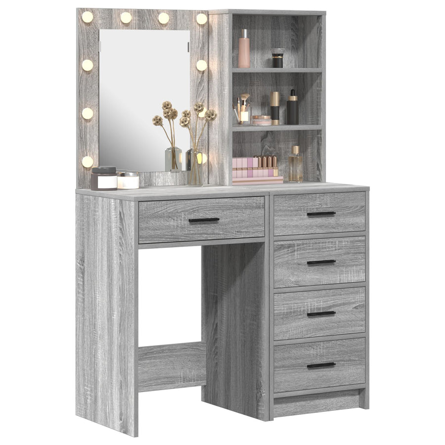 2-Delige Kaptafelset Met Led Grijs Sonoma Gefabriceerd Hout
