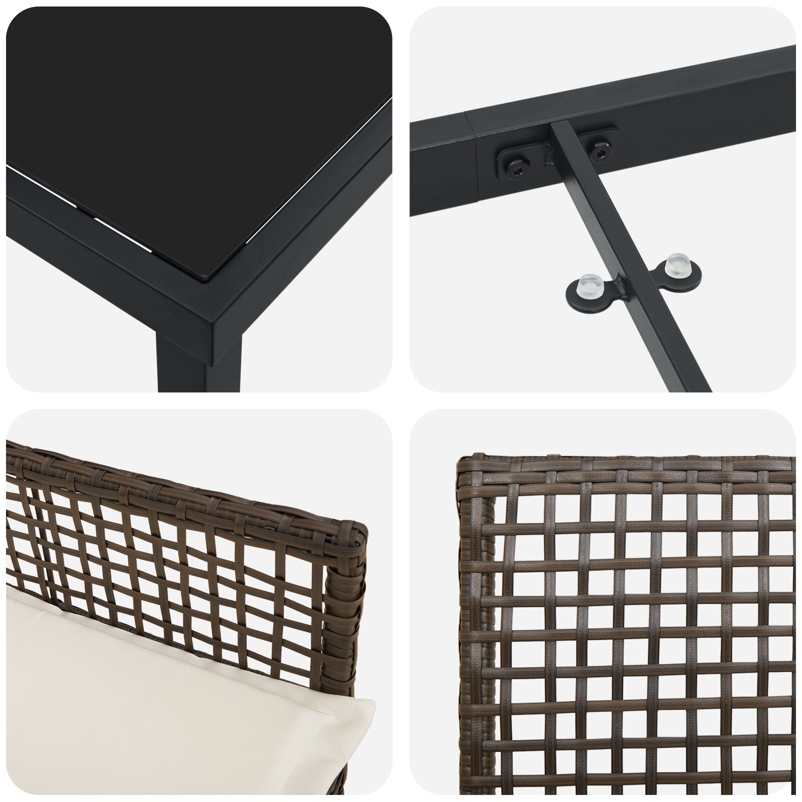 3-Delige Tuindining Set Met Kussens Bruin Poly Rattan