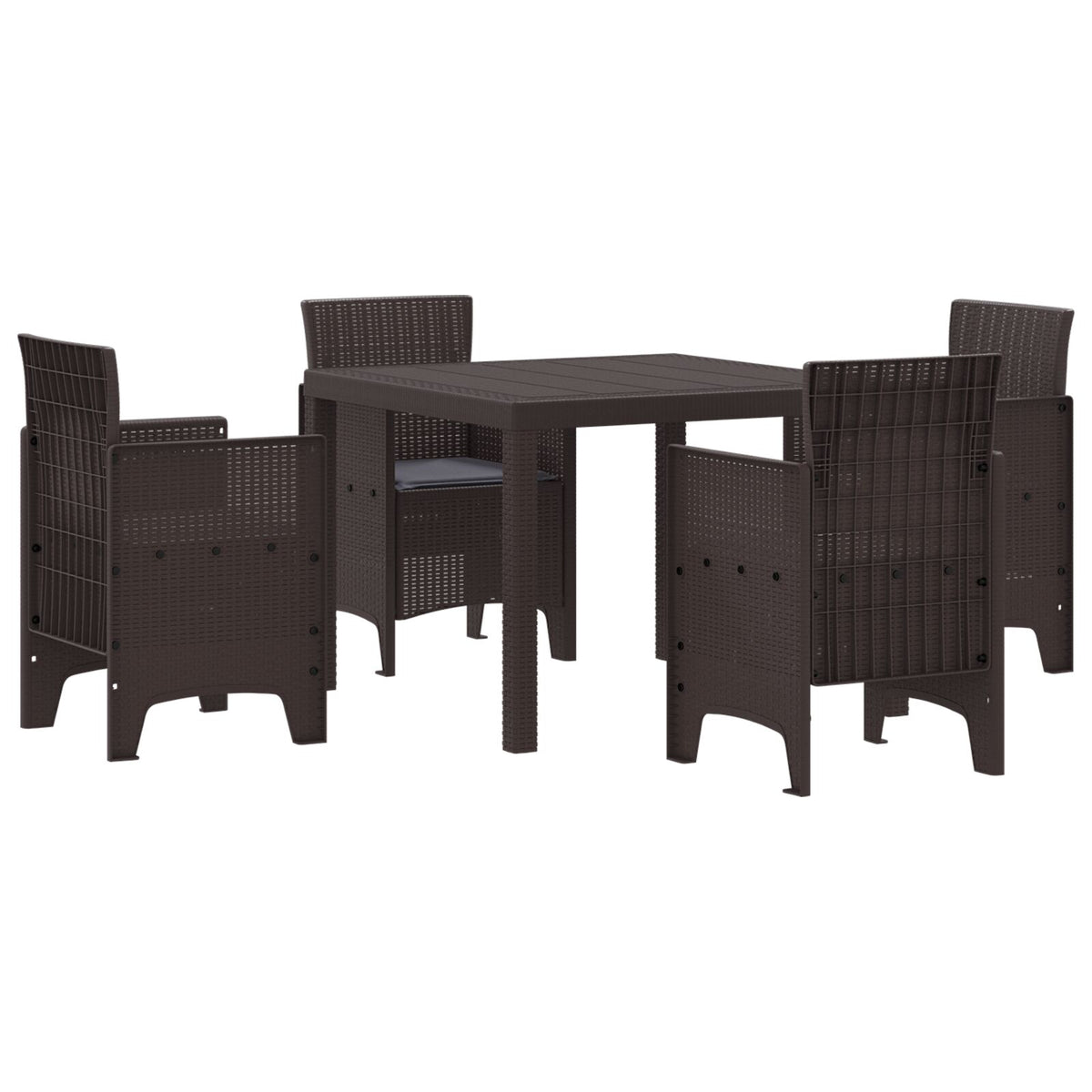 5-Delige Tuinset Met Kussens Bruin Poly Rattan