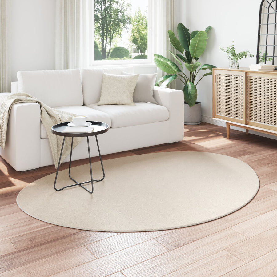Vloerkleed 'Huarte' Korte Stapel Zacht En Wasbaar Beige 140 x 200 cm Ovaal-Asymmetrisch