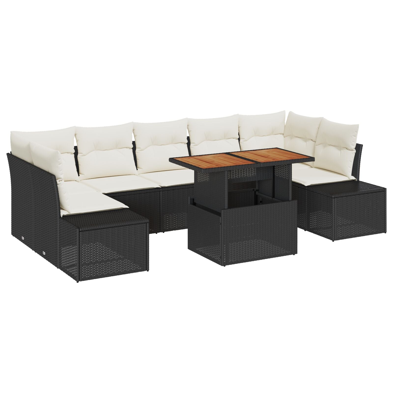Tuin Sofa Set Set Van 8 Crème Rattan 4-Persoons Tuin Sofa