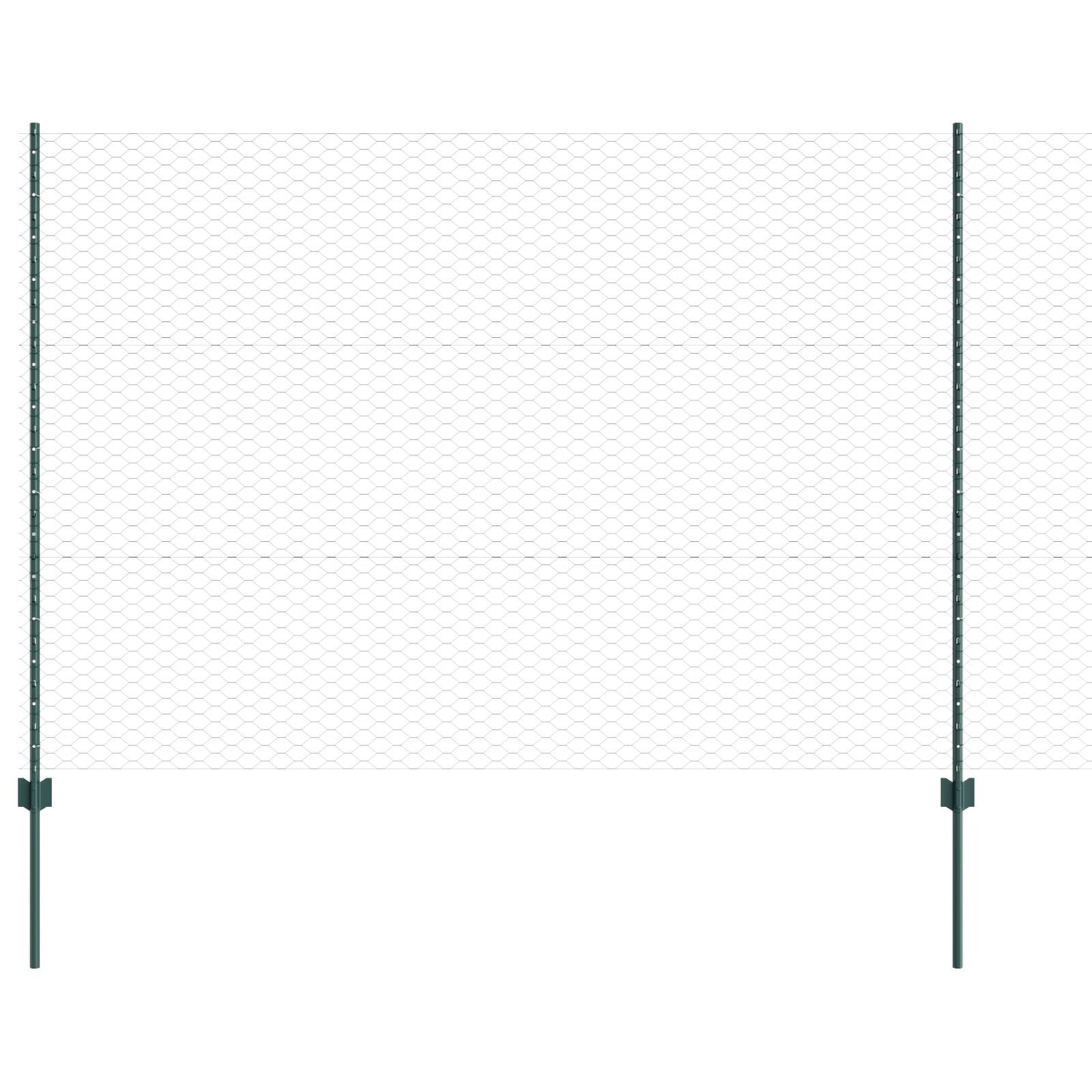 Schuttingpalen 5 Stuks U-Kanaal Groen 150 Cm Staal,  Zeshoek Schutting Groen 1,5X10 M Staal