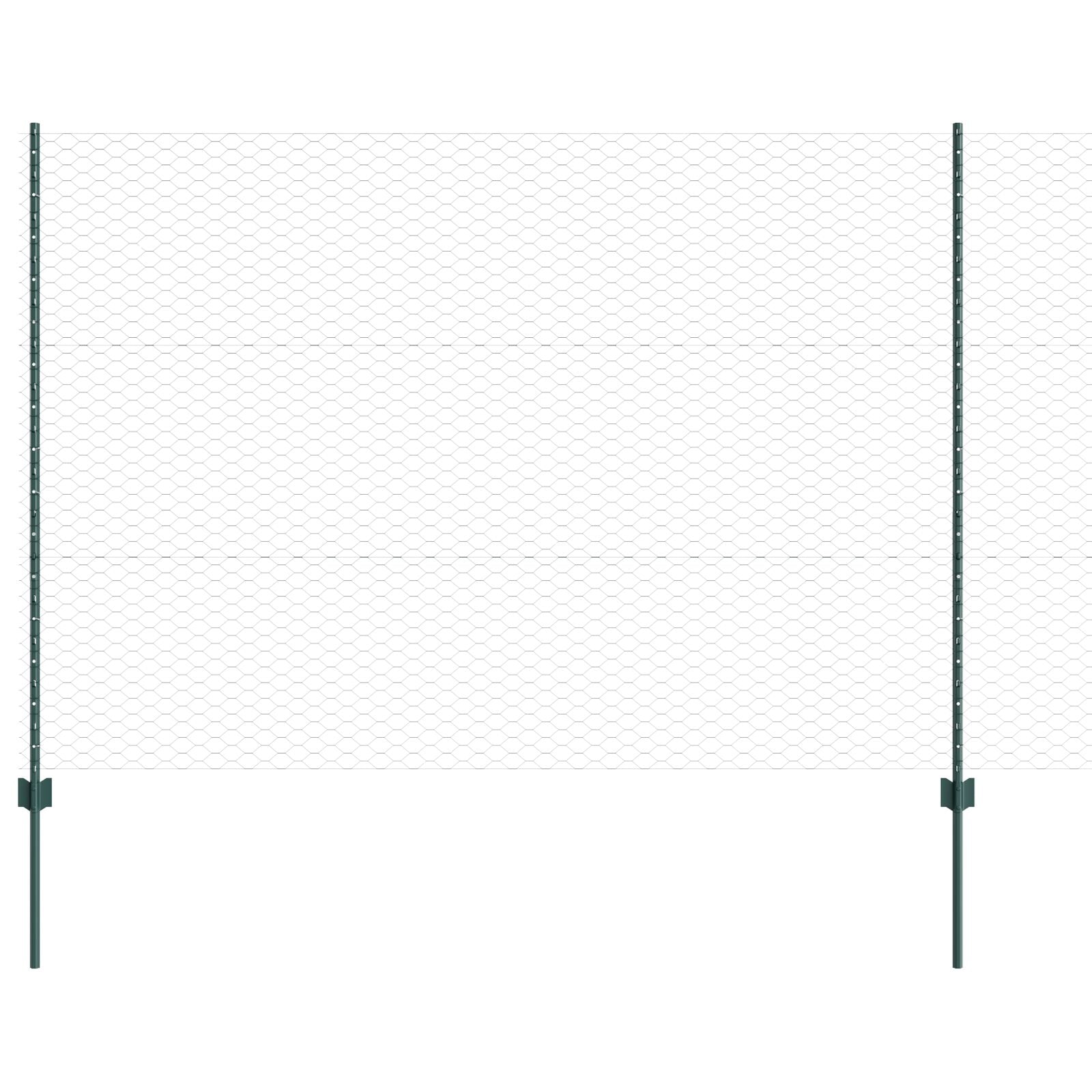 Schuttingpalen 5 Stuks U-Kanaal Groen 150 Cm Staal,  Zeshoek Schutting Groen 1,5X10 M Staal