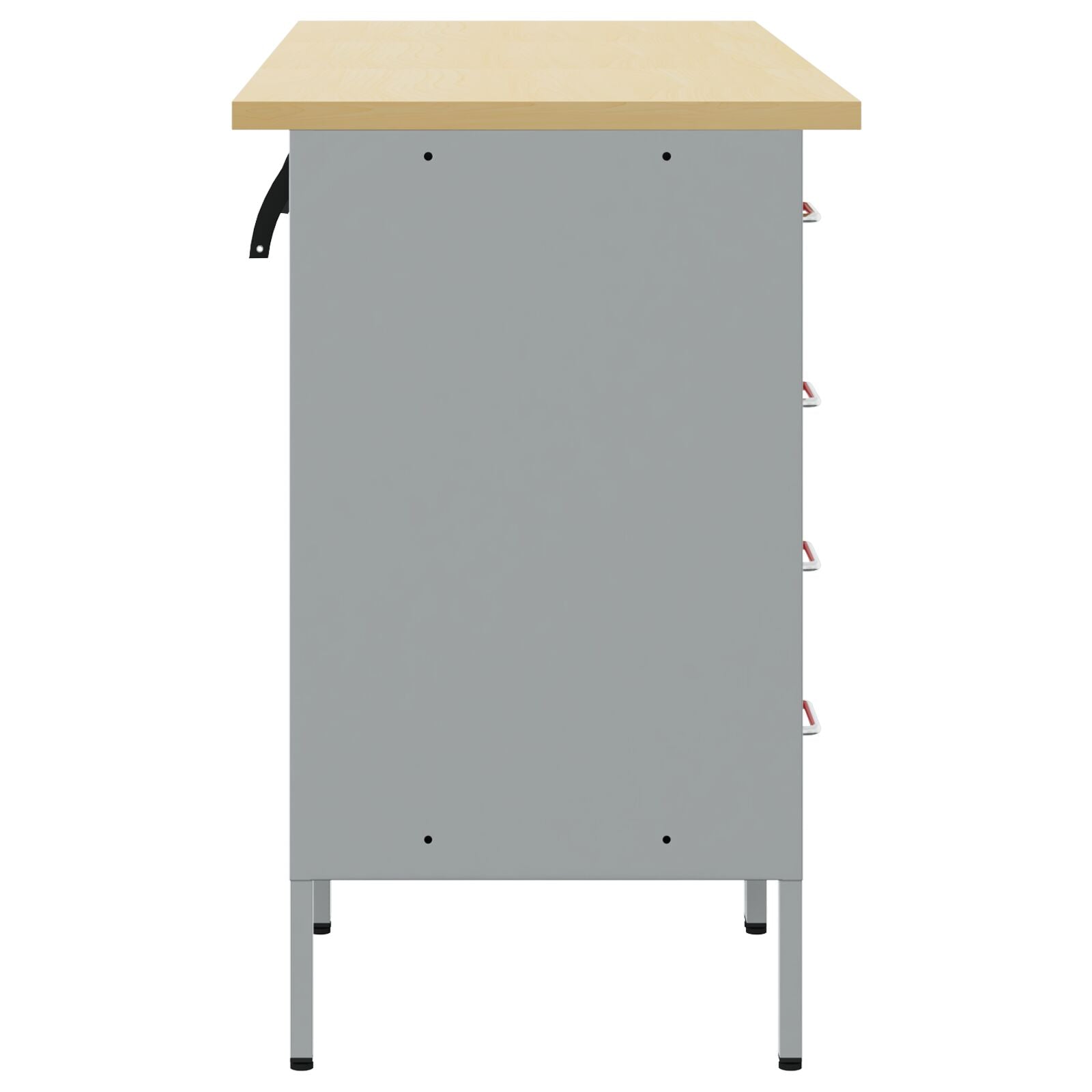 3-Delige Werkcabinet En Tafelset In Het Van Geengineerd Hout En Staal 3x (85/85/20 cm) Rood 3x kast