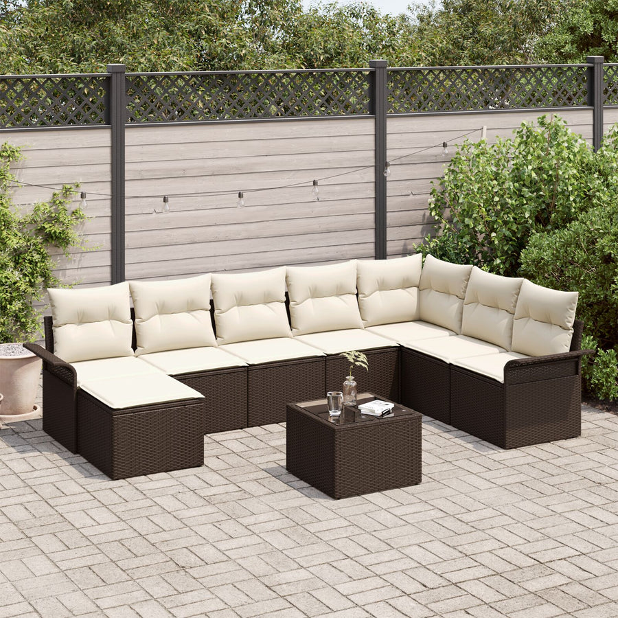 8-Delige Tuinsofa Set Met Kussens Grijs Poly Rattan
