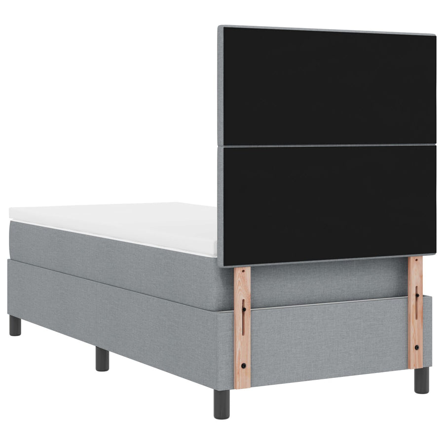 Boxspring Bed Met Matras Eenpersoons Stof Lichtgrijs 90 x 190 cm Knopen tufted