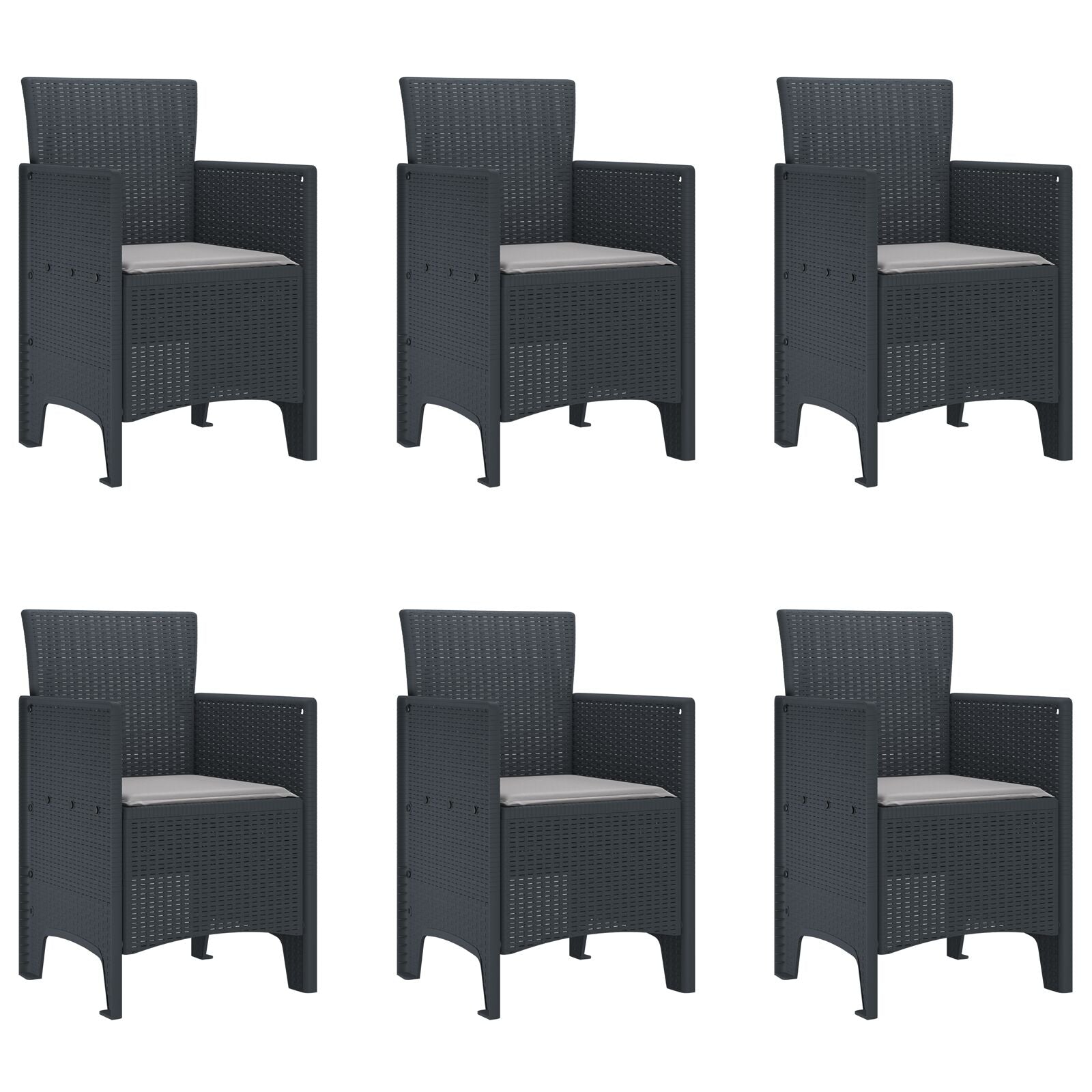 7-Delige Tuindining Set Met Kussens Antraciet Poly Rattan