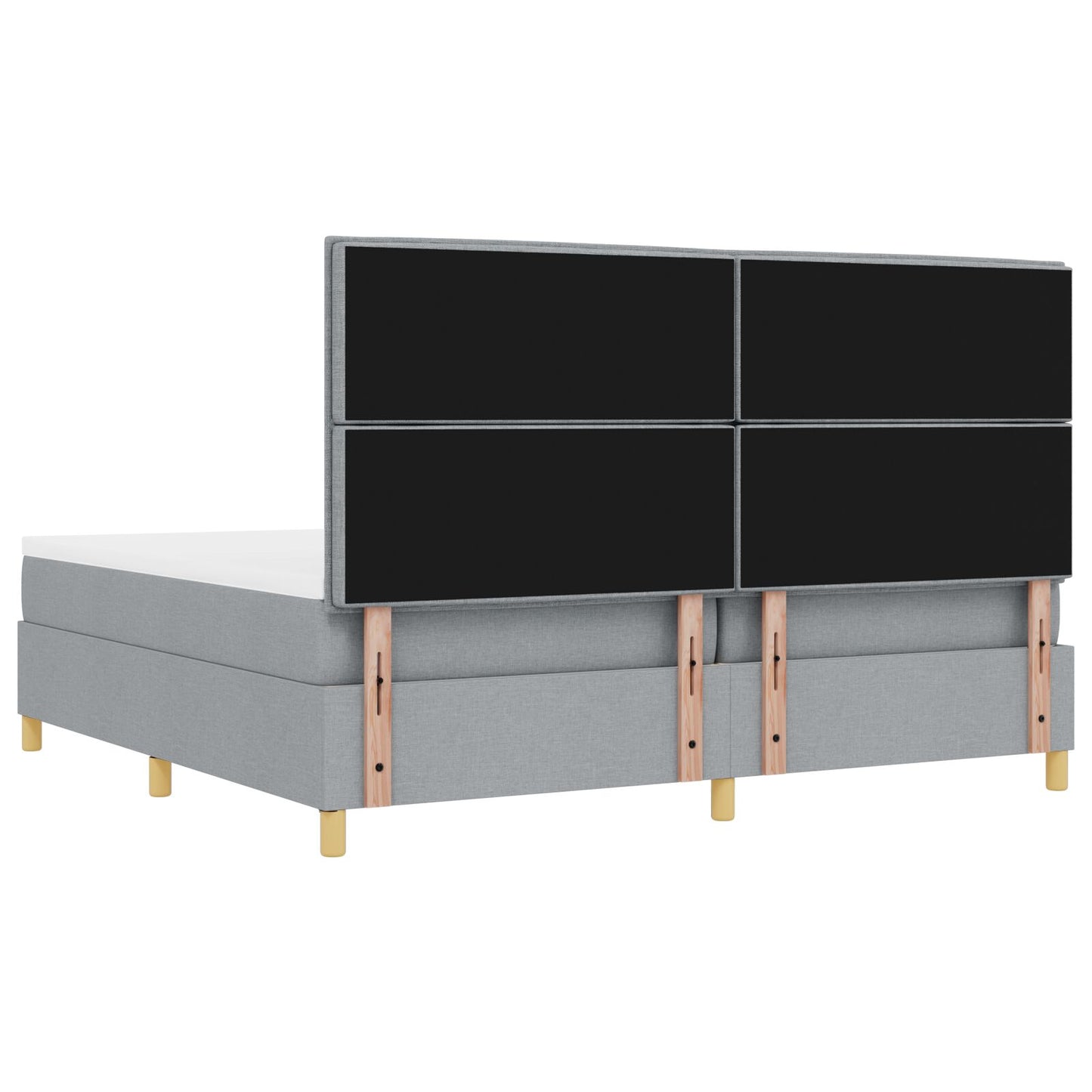 Boxspringbed Met Matras & Bank Stof Lichtgrijs 200 x 200 cm Lijnen ontwerp