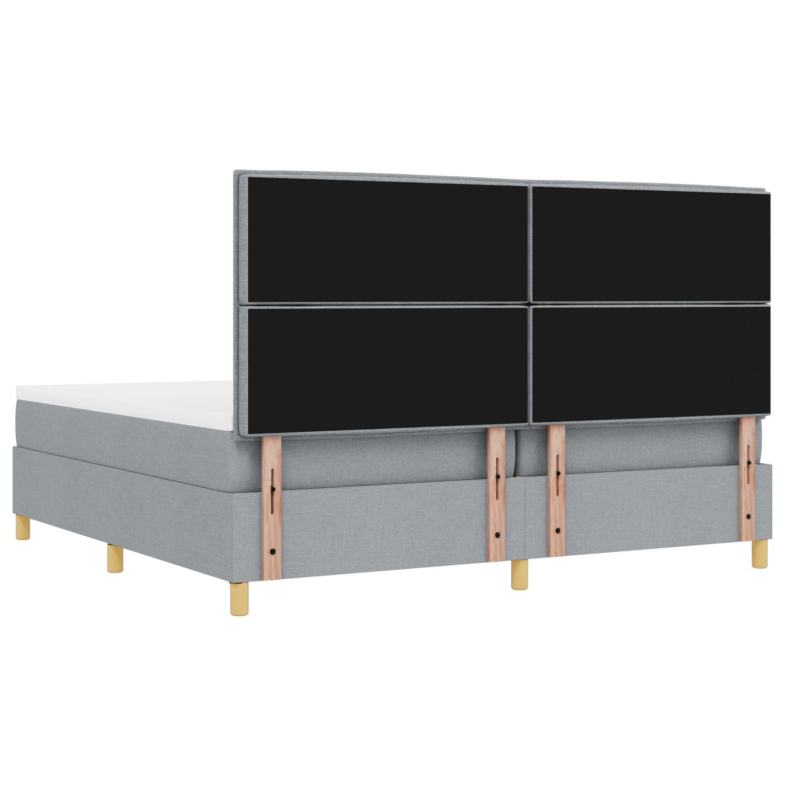 Boxspringbed Met Matras & Bank Stof Lichtgrijs 200 x 200 cm Lijnen ontwerp