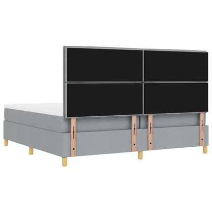 Boxspringbed Met Matras & Bank Stof Lichtgrijs 200 x 200 cm Lijnen ontwerp