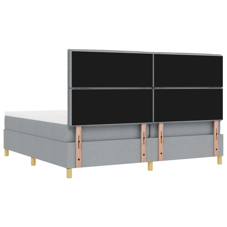 Boxspringbed Met Matras & Bank Stof Lichtgrijs 200 x 200 cm Lijnen ontwerp