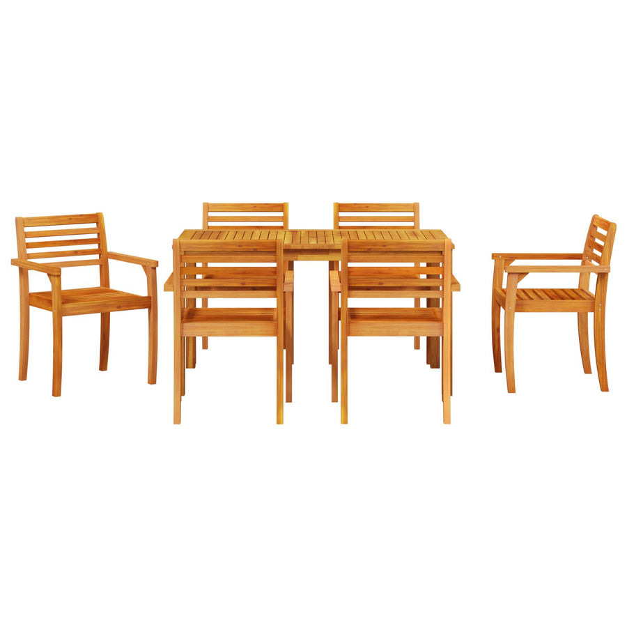 7-Delige Tuin Eetset Van Massief Acaciahout 6-Persoons 140 cm tafel lengte