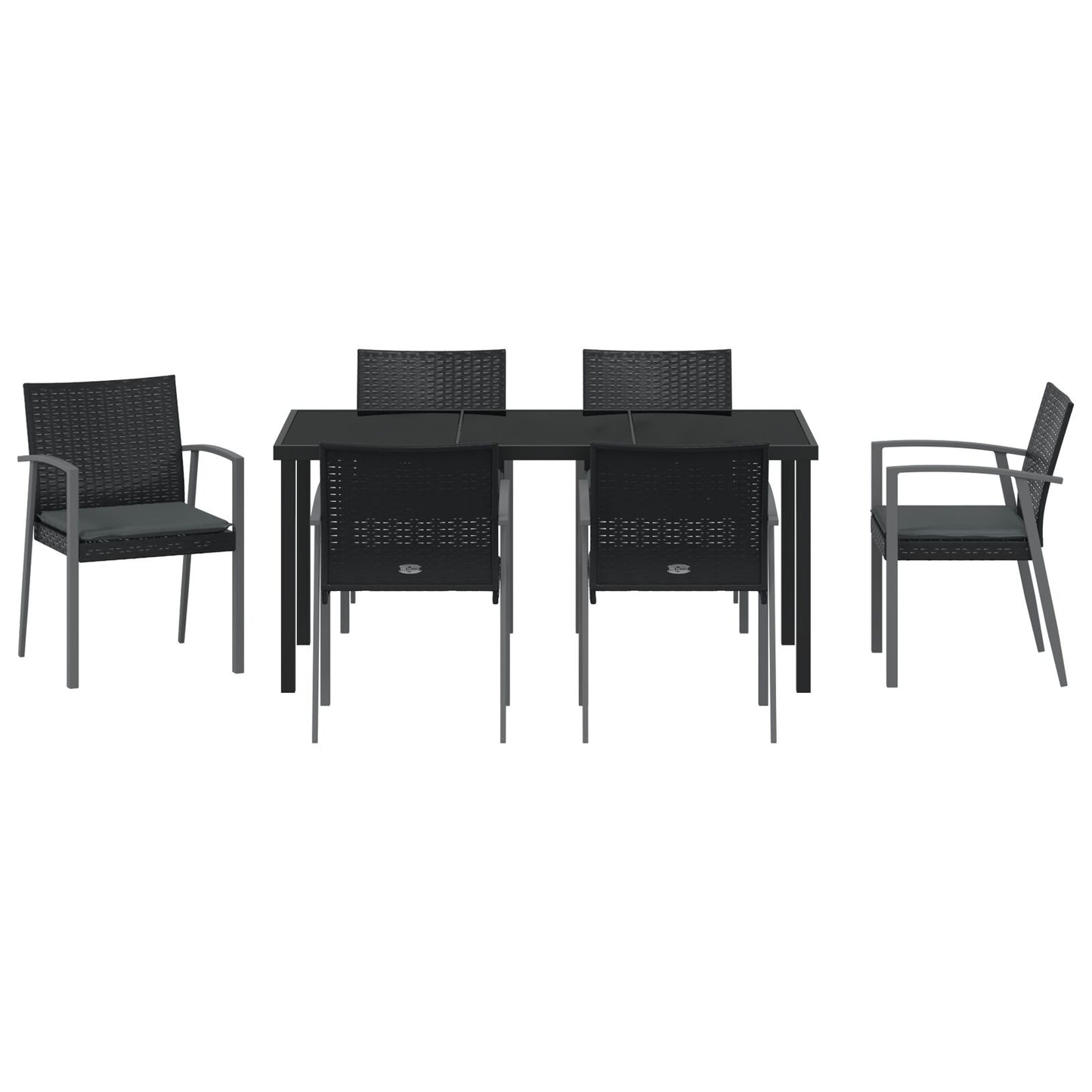 Set Van 4 Zwart Pe Rattan 56.5X57X83 Cm Duurzaam Tuinstoel