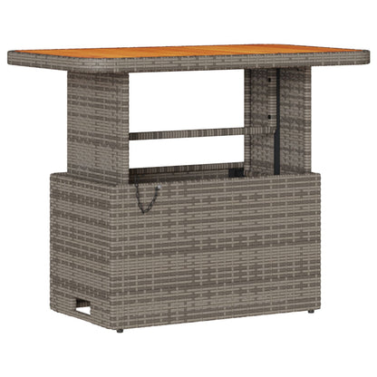 3-Delige Tuin Eetset Met Kussens Poly Rattan Acacia 90 cm Grijs 2 krukken