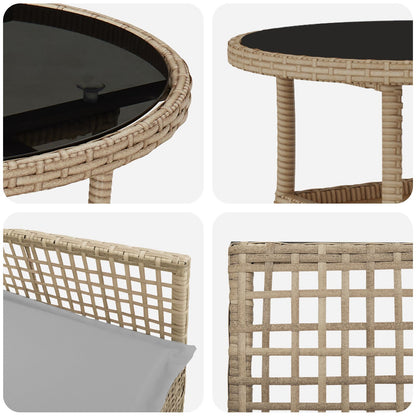 5-Delige Tuin Eetset Beige Poly Rattan