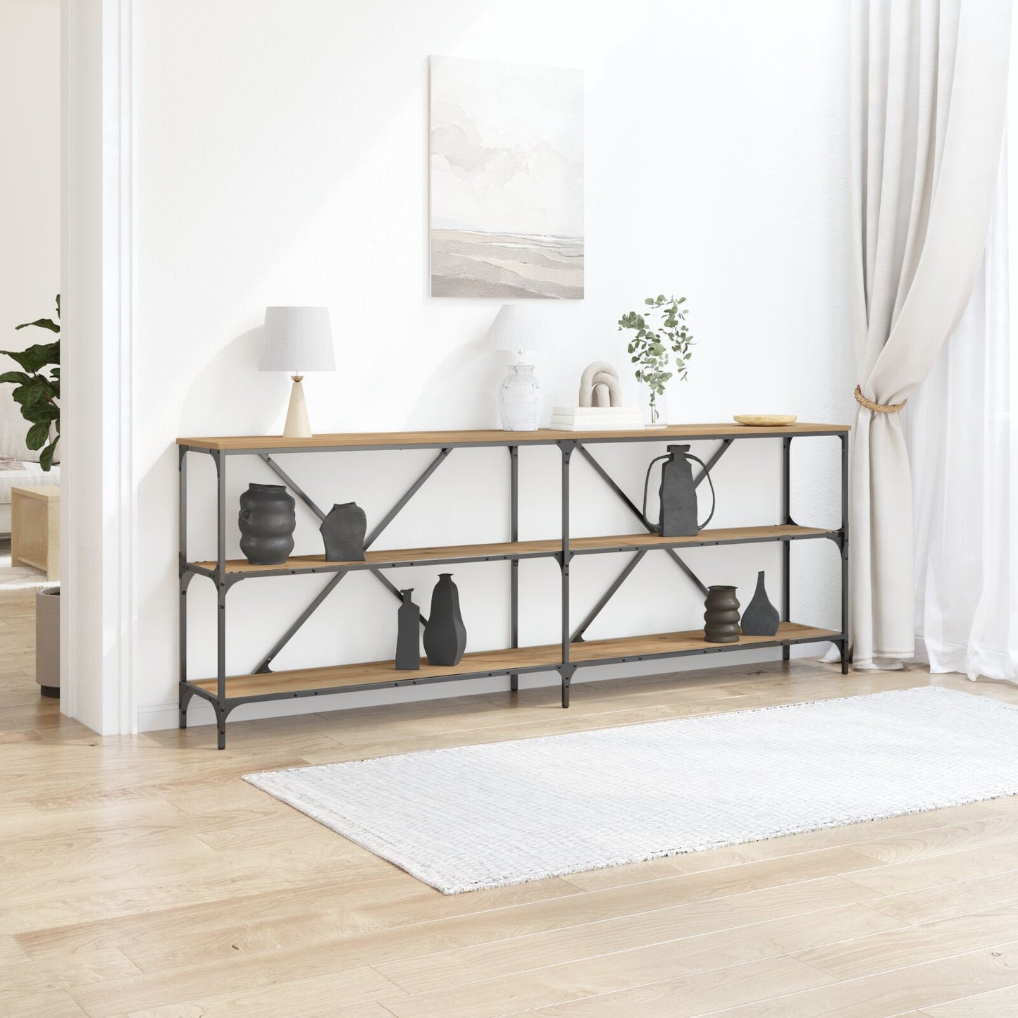 Console Tafel Artisan Eiken 200X30X75 Cm Engineered Hout & Staal