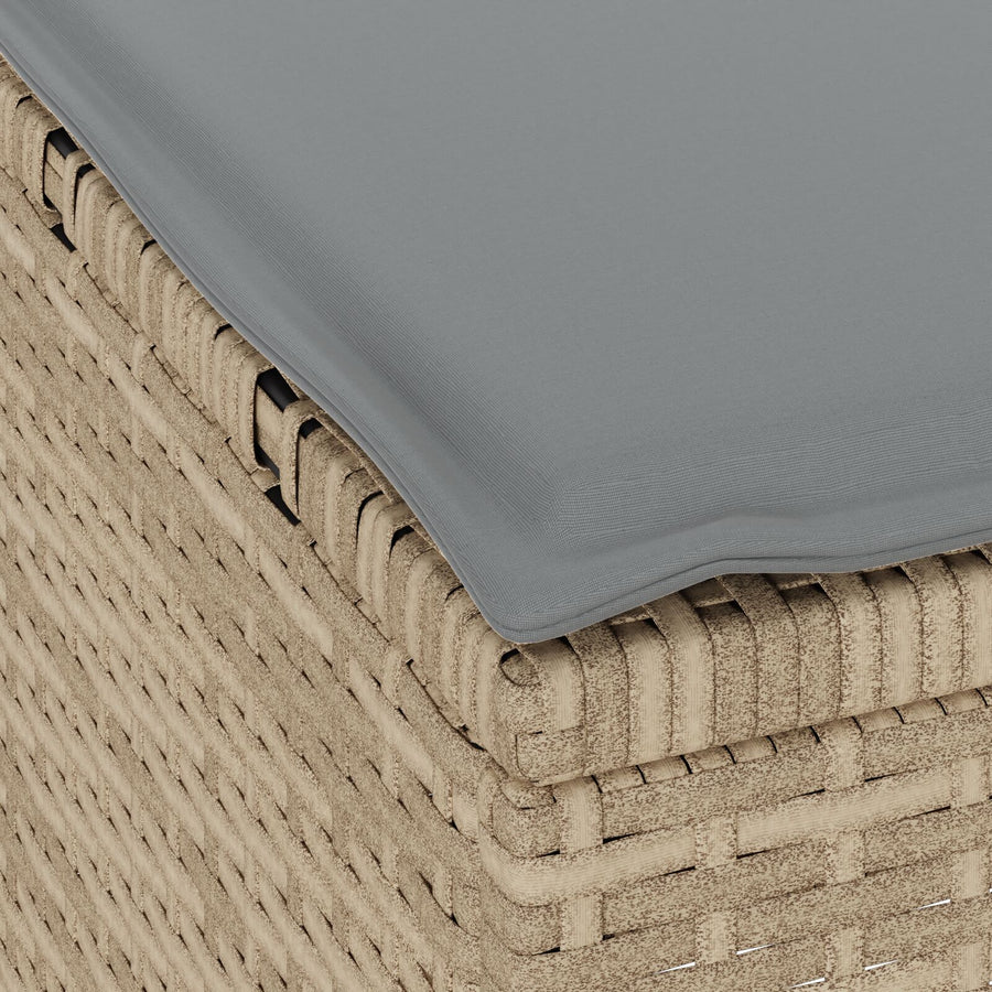 3-Delige Tuin Eetset Met Kussens Poly Rattan Acaciahout 80 cm Beige en grijs 2 stools