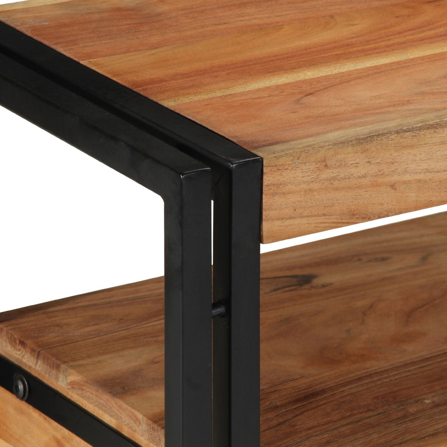 Bijzettafels Zwart En Metaal 120 x 33 x 75 cm Massief acaciahout