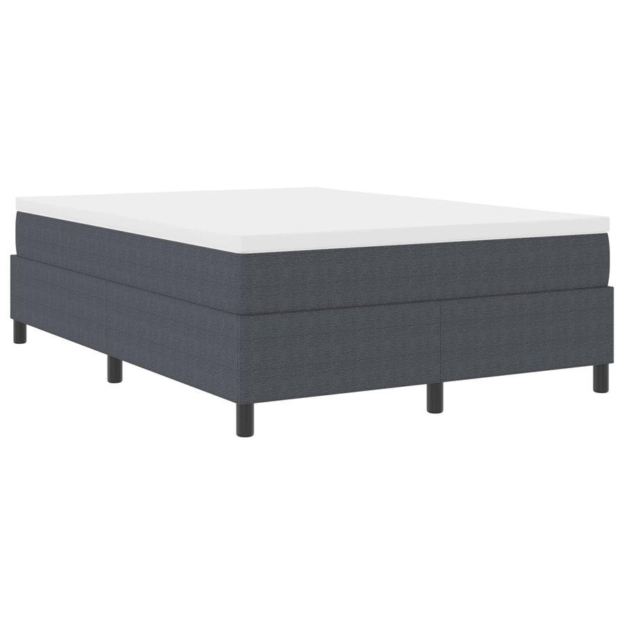 Boxspring Bed Met Matras Donkergrijs 140X200 Cm Corduroy Stof