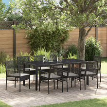 Set Van 5 Zwart Poly Rattan, Gepoeerd Staal, Gehard Glas Groot