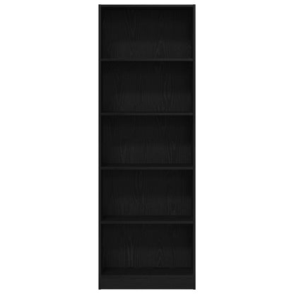 Zwarte Eiken Boekenkast - 60X24X176 Cm