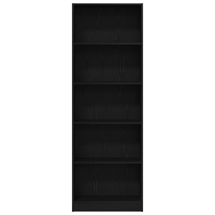 Zwarte Eiken Boekenkast - 60X24X176 Cm