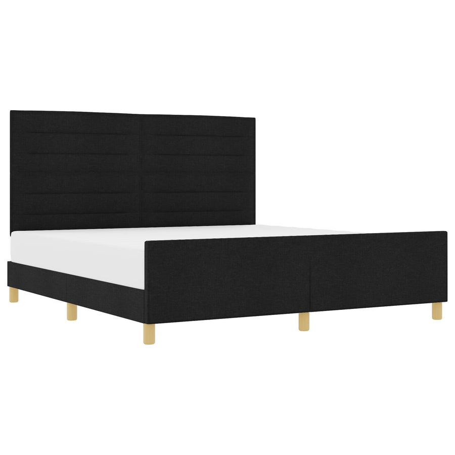 Bedframe Zwart 180X200 Cm Stof Crème