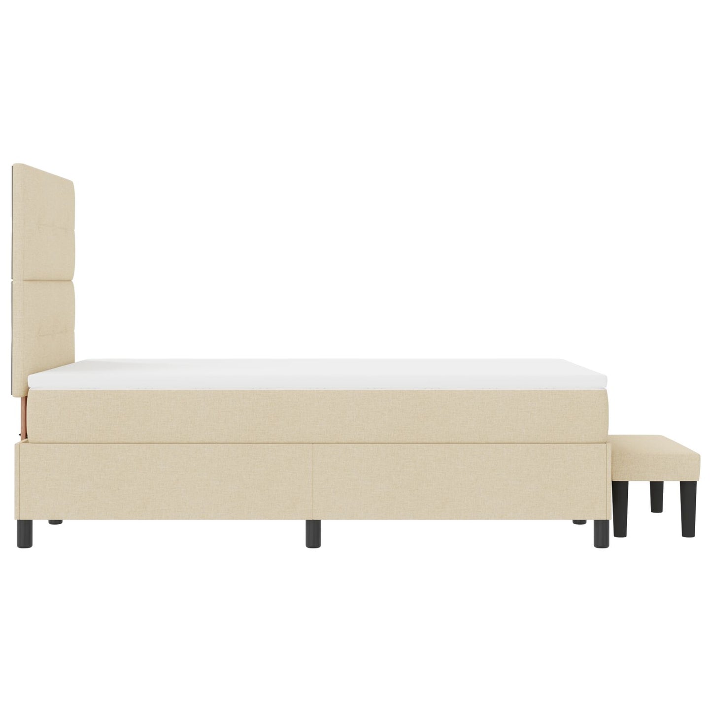 Boxspring Bed Met Matras & Bank Stof Crème 120 x 200 cm Knoop tufted