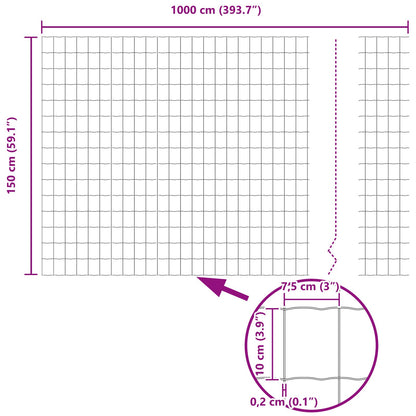 Tuinomheining Rolset Set Van 2 Verzinkt Staal 10 X 1,5 M Sterk