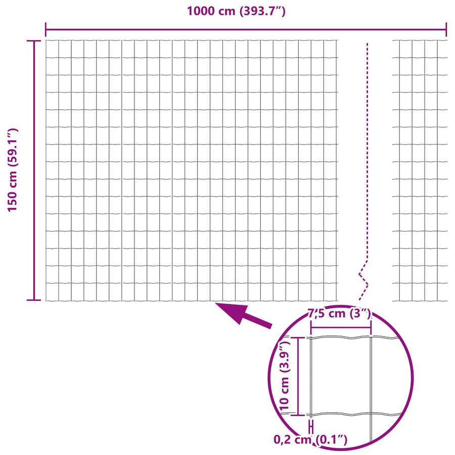 Tuinomheining Rolset Set Van 2 Verzinkt Staal 10 X 1,5 M Sterk