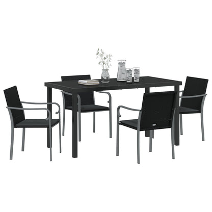5-Delige Tuinset Met Kussens - Poly Rattan 4-Zits Zwart 140 cm