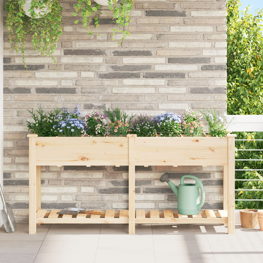 Tuinbak Met Rasters 161X43X76 Cm Massief Vurenhout 161.5 x 45 x 76.5 cm