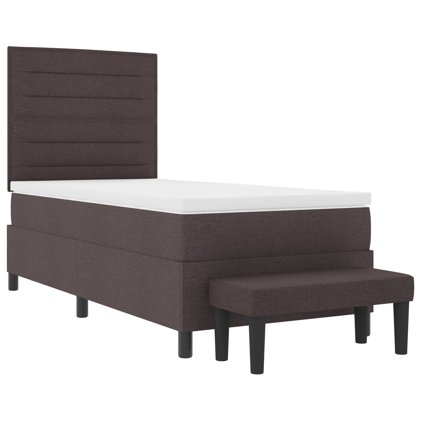 Boxspring Bed Met Matras & Bank Stof Donkerbruin 90 x 200 cm Lijnen ontwerp