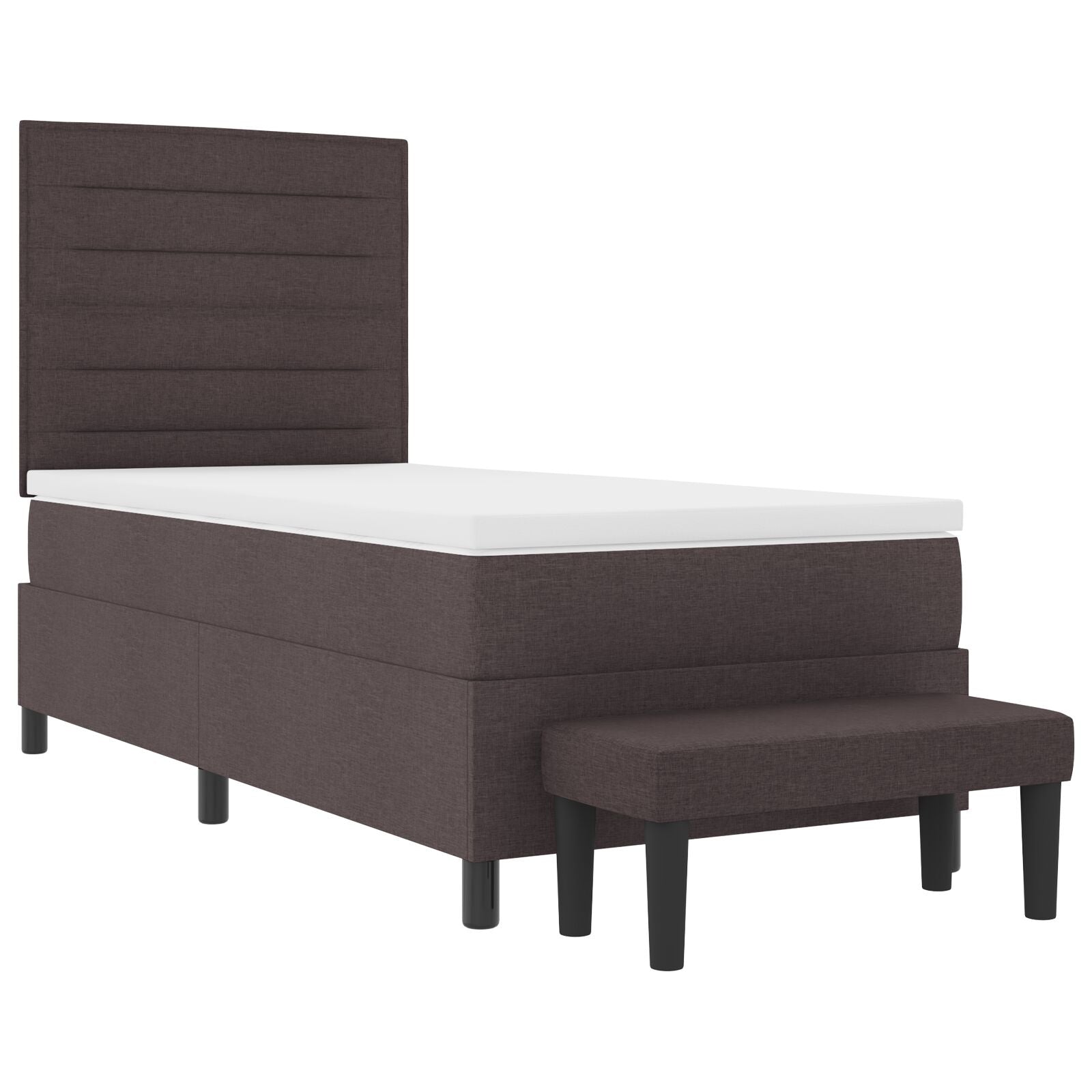 Boxspring Bed Met Matras & Bank Stof Donkerbruin 90 x 200 cm Lijnen ontwerp