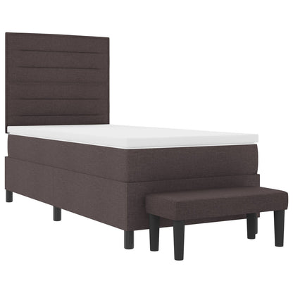 Boxspring Bed Met Matras & Bank Stof Donkerbruin 90 x 200 cm Lijnen ontwerp