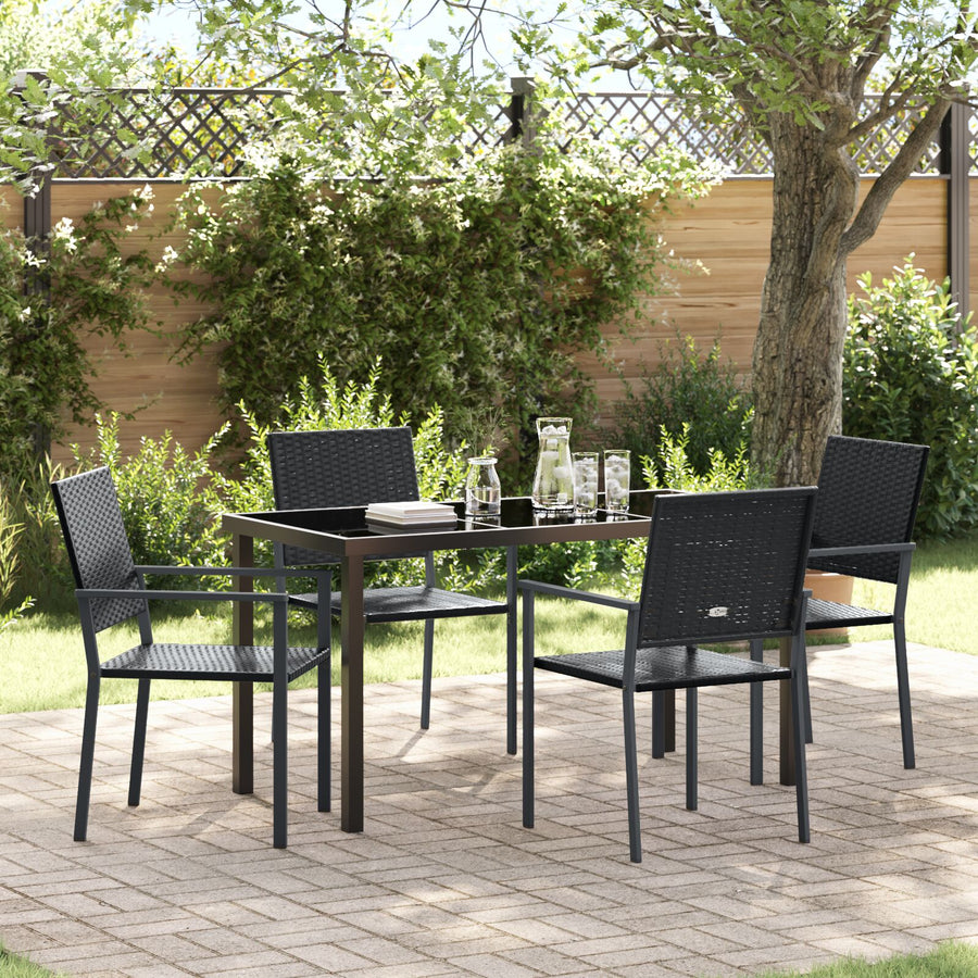 Set Van 3 Zwart Pe Riet En Gepoedercoat Staal 54X62.5X89 Cm