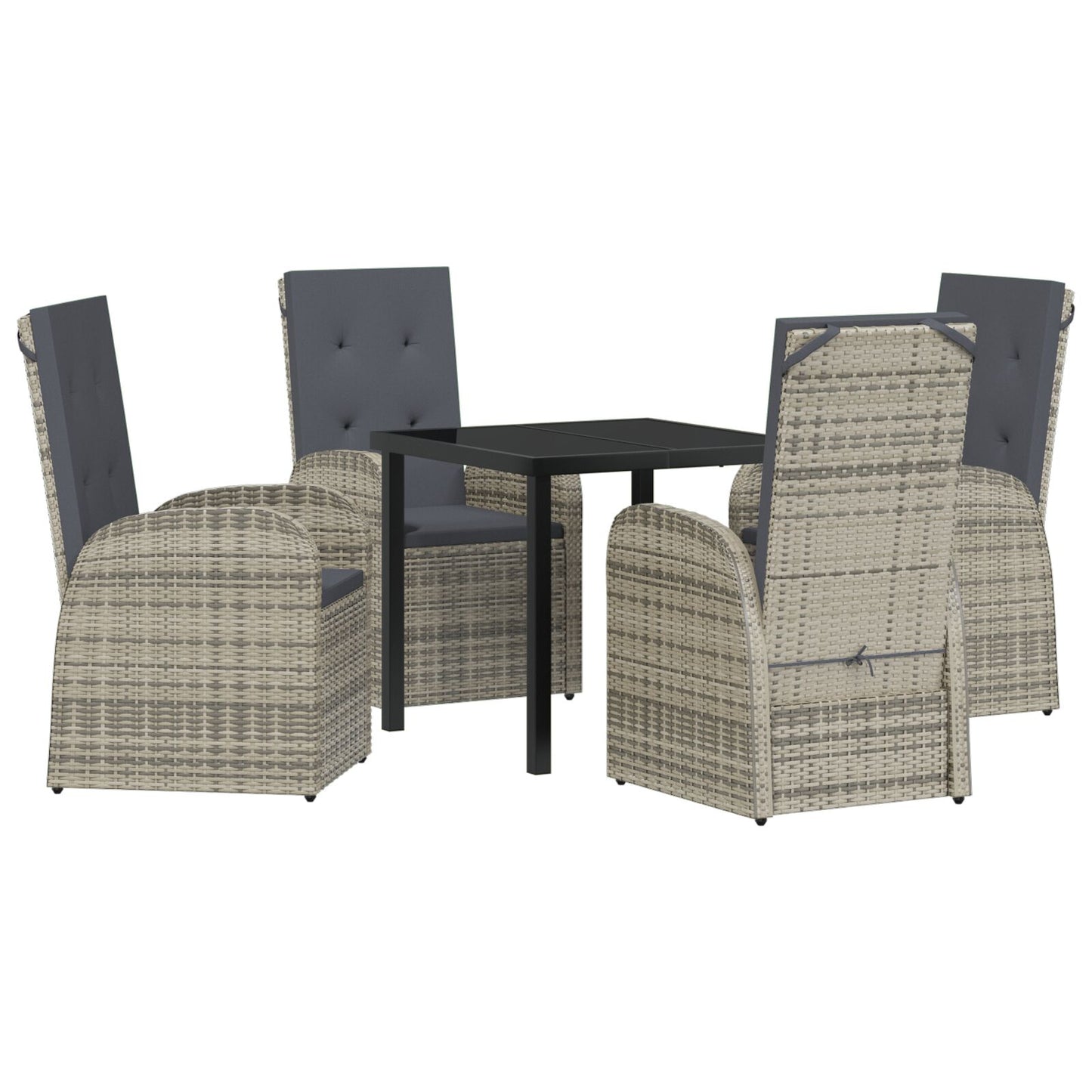 5-Delige Tuin Eetset Met Kussens Grijs Poly Rattan