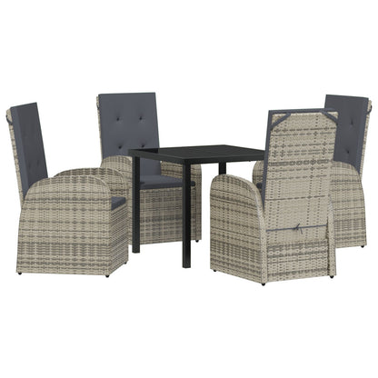 5-Delige Tuin Eetset Met Kussens Grijs Poly Rattan